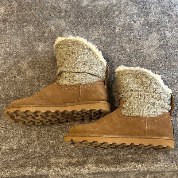 Bear Paw Brown Suede Boots with Knit Cuff - Picture 3 of 5